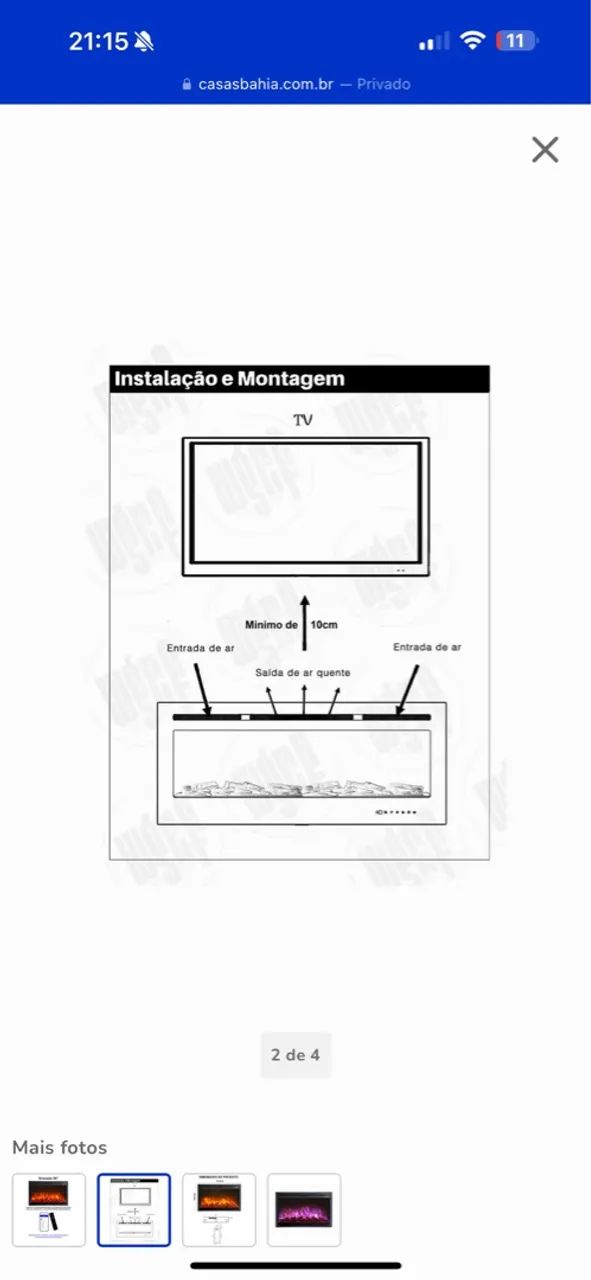 LAREIRA ELÉTRICA ECOLÓGICA WGRIF MODELO - GR36 RUBI (220 VOLTS) - Foto 3