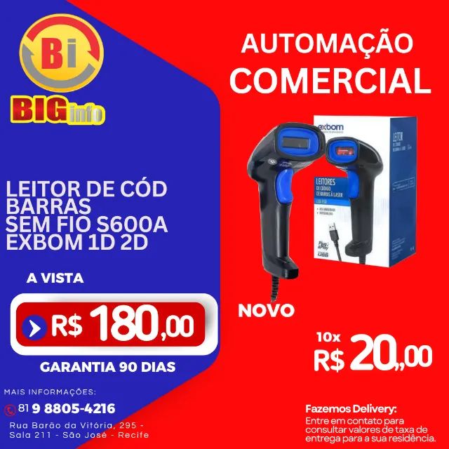 Leitor  Scanner Codigo Barra Laser Sem Fio Usb S600a