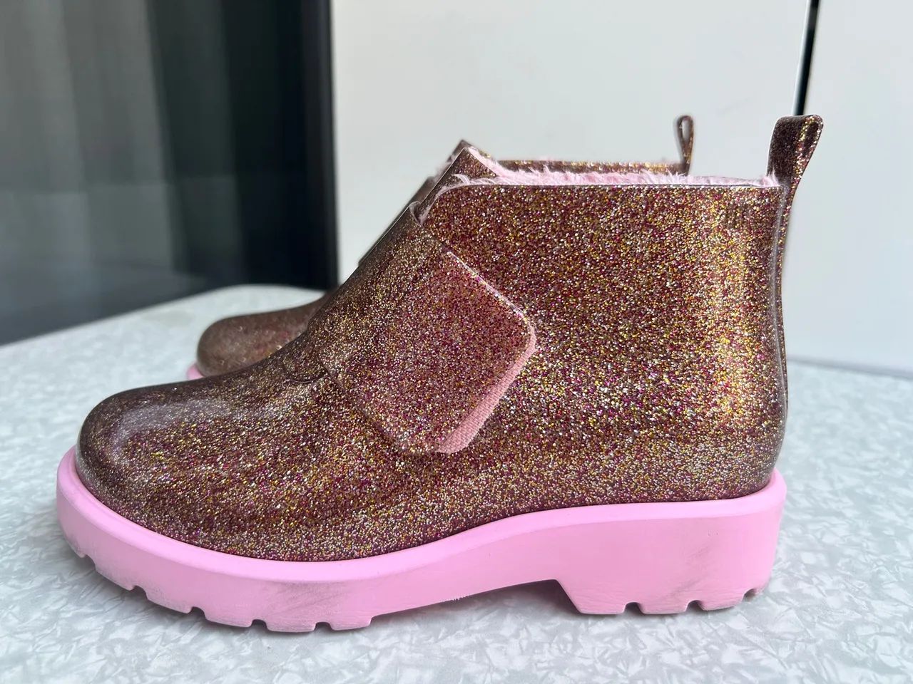 Mini melissa chelsea boot rosa gliter tamanho 30 - Foto 2