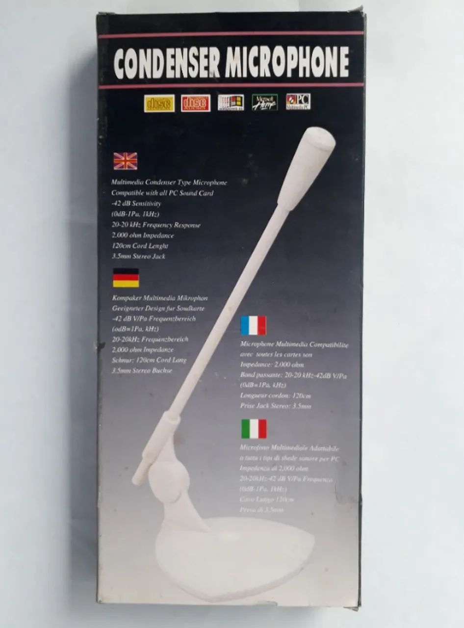 microfone de haste pc antigo novo - branco k18