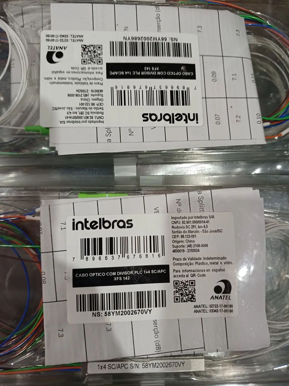 Kit 5 Cabos optico com divisor plc 1x4 sc/apc xfs142 novo! - Foto 3
