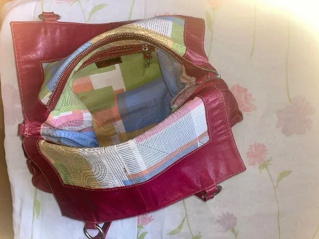 Bolsa de couro vermelha Amarelle - Foto 4