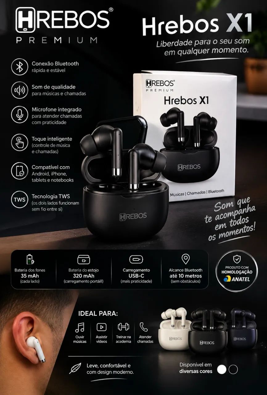 Fone Bluetooth Hrebos X1 - Foto 5
