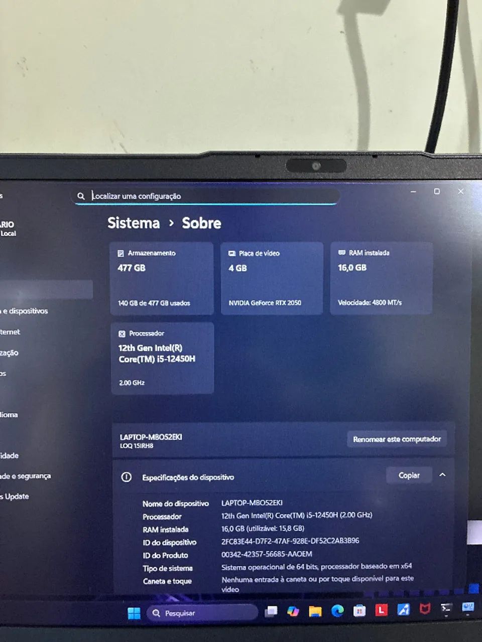 Notebook Lenovo LOQ 15IRH8 - Foto 5