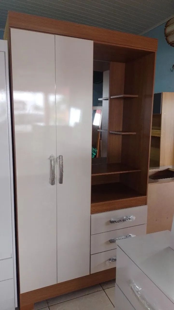 GUARDA ROUPA DE SOLTEIRO NOVOS NA CAIXA COM ESPELHO  - Foto 2