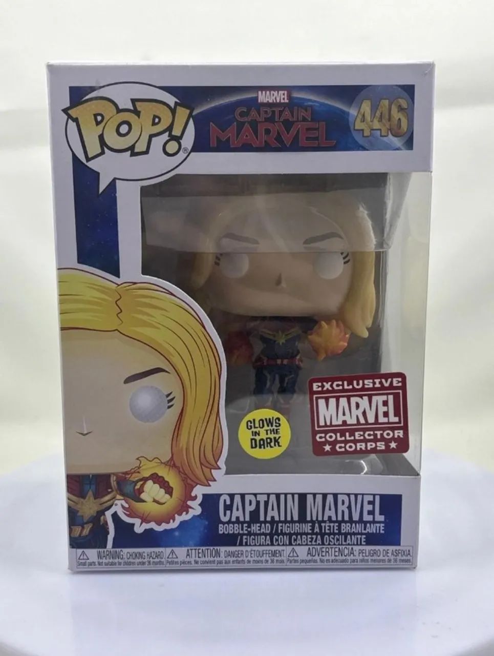 Funko Pop! Captain Marvel #446 Glow in the Dark Exclusive Marvel Collector Corps 