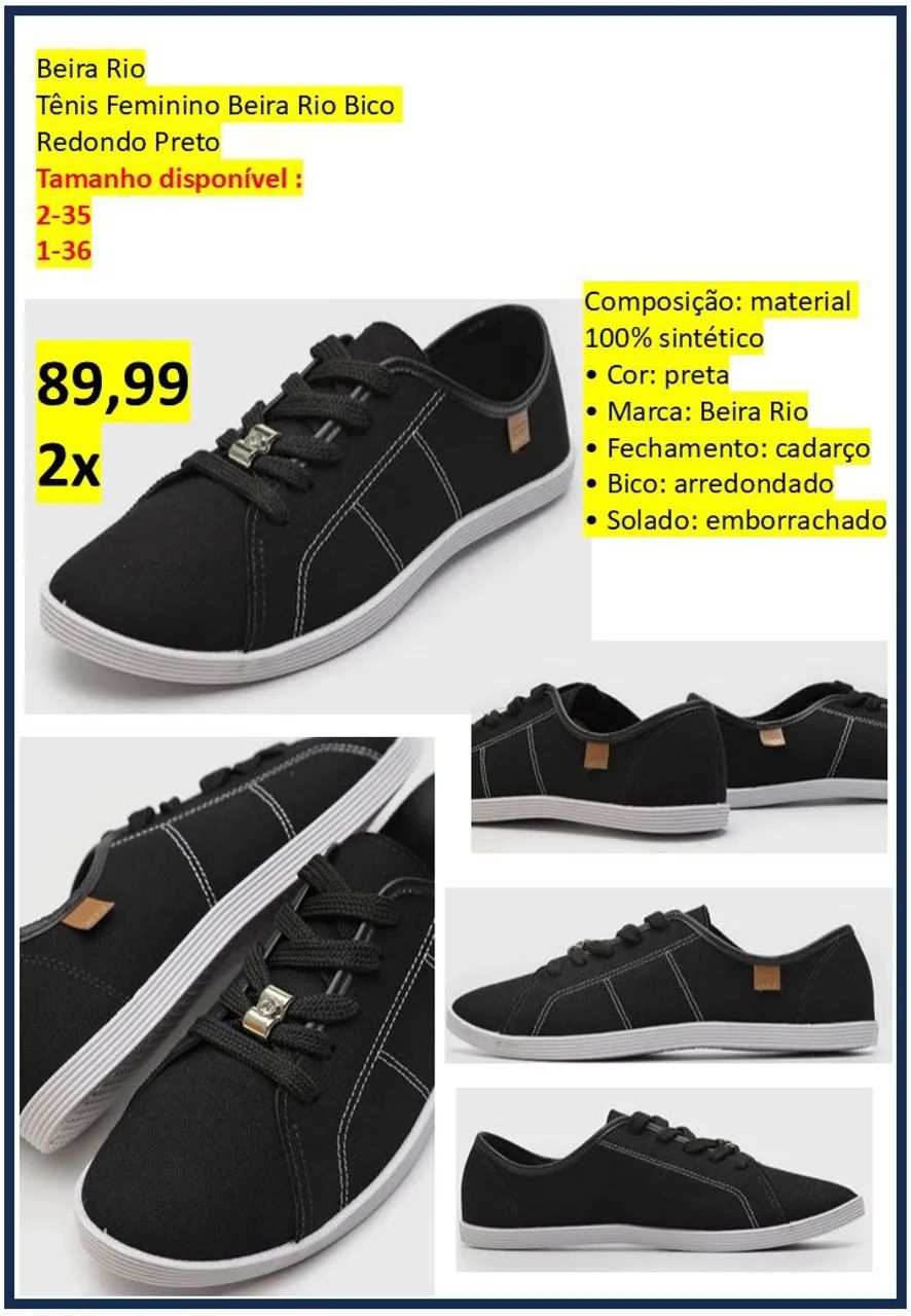 Tenis beira-rio preto