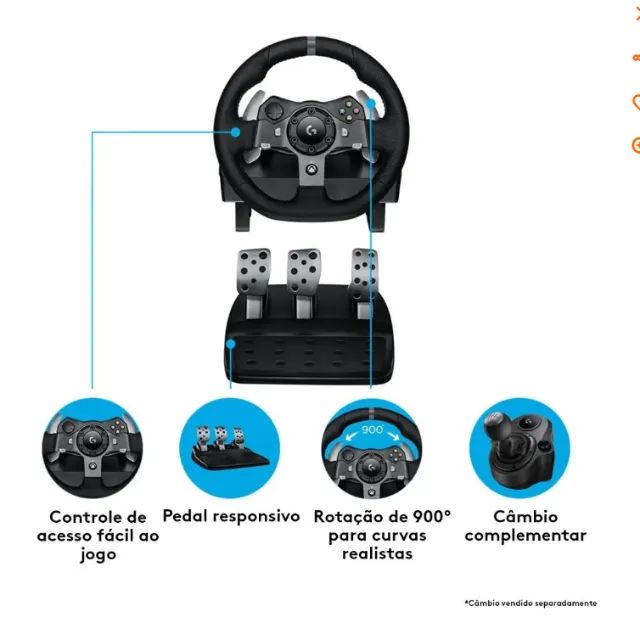 Volante Logitech G920 Driving Force para Xbox Series X|S, Xbox One e PC - Foto 4