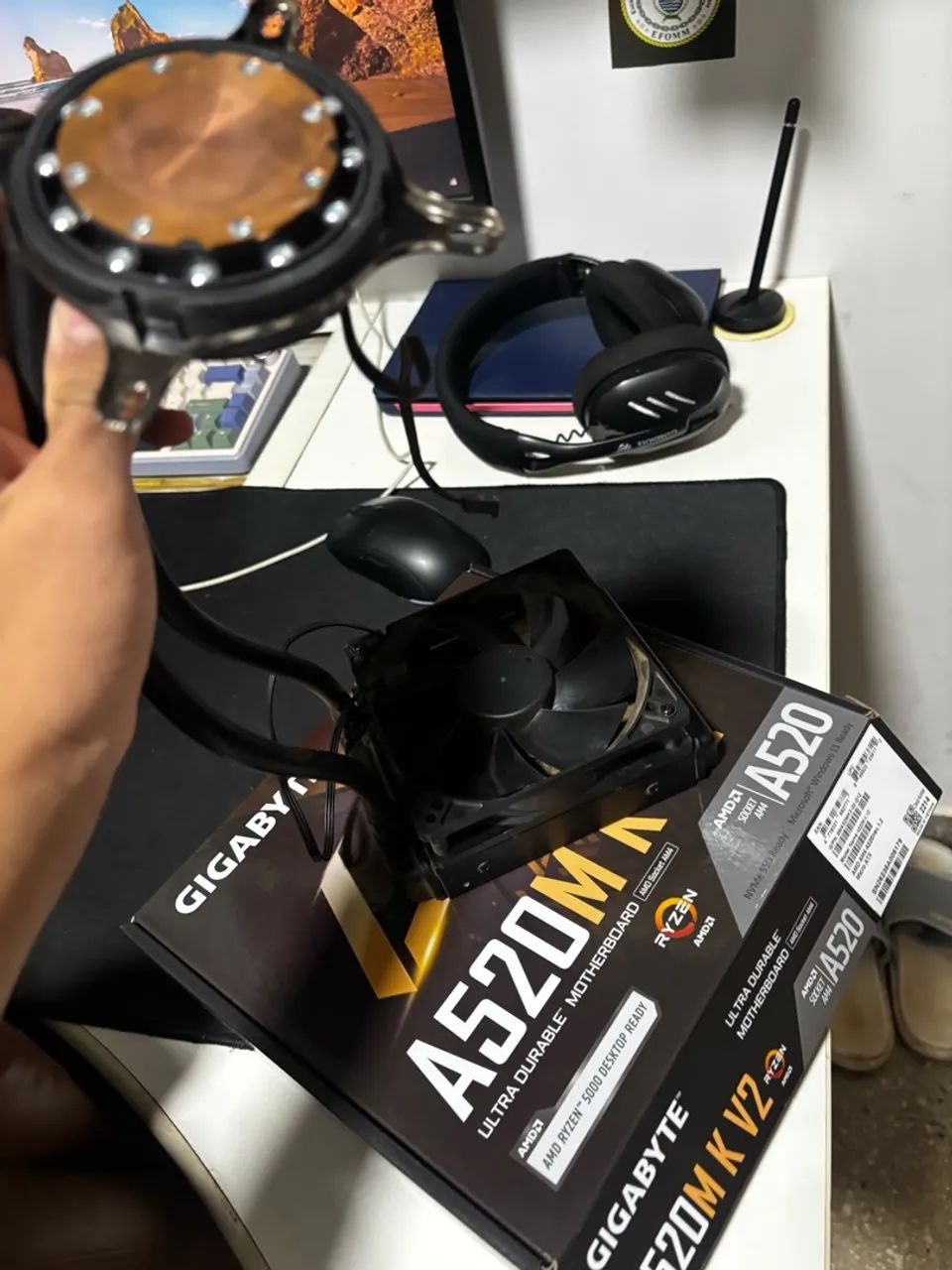 Kit, placa mãe e processador mais water cooler  - Foto 5