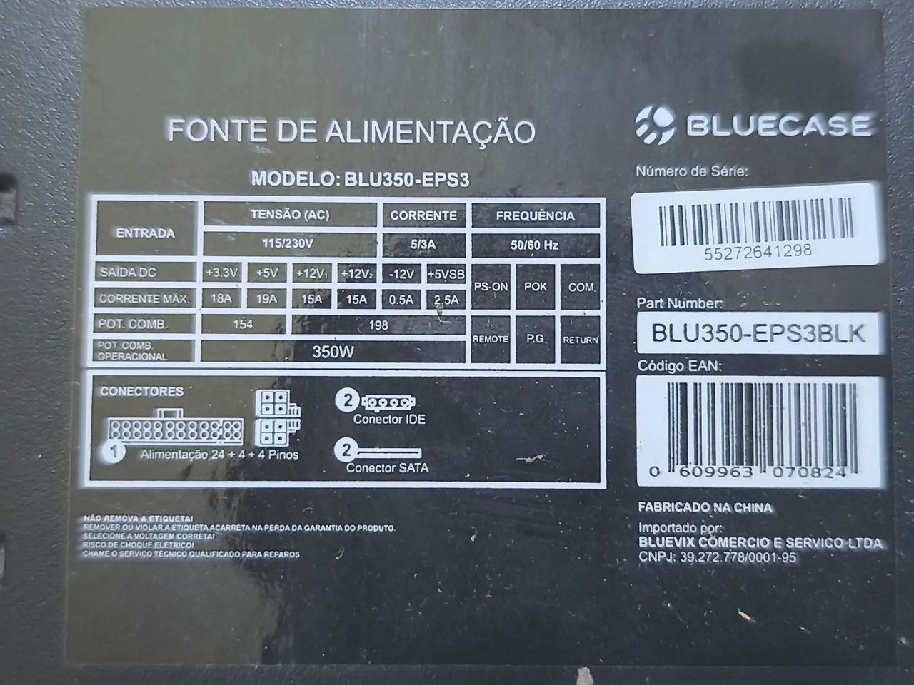 fonte de alimentação Bluecase BLU350-EPS3