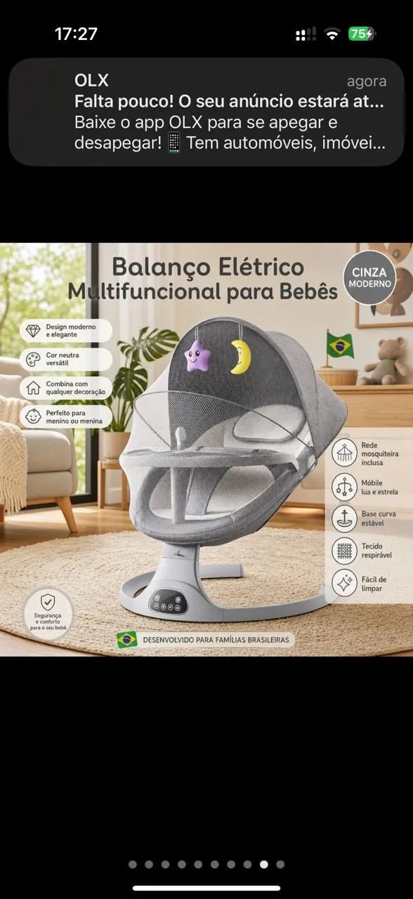 Balanço Elétrico Multifuncional para Bebê - Bluetooth e Controle - Foto 4