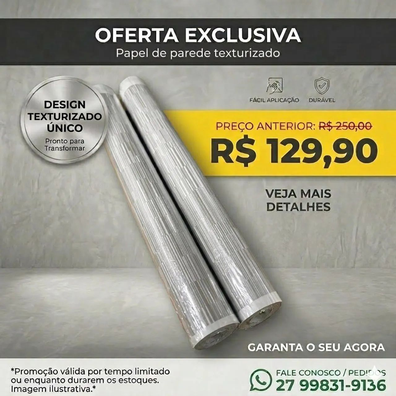 Papel de parede texturizado super promoção 129,90