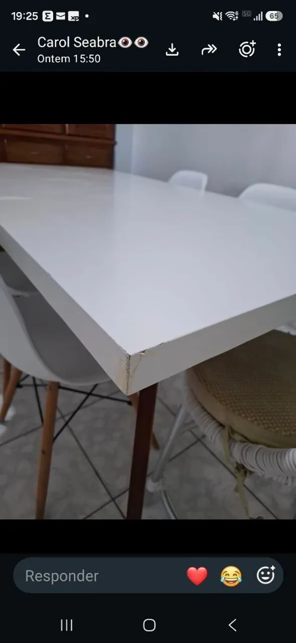 Mesa de jantar 6 lugares usada (1,60m x 0,85m) - Foto 3