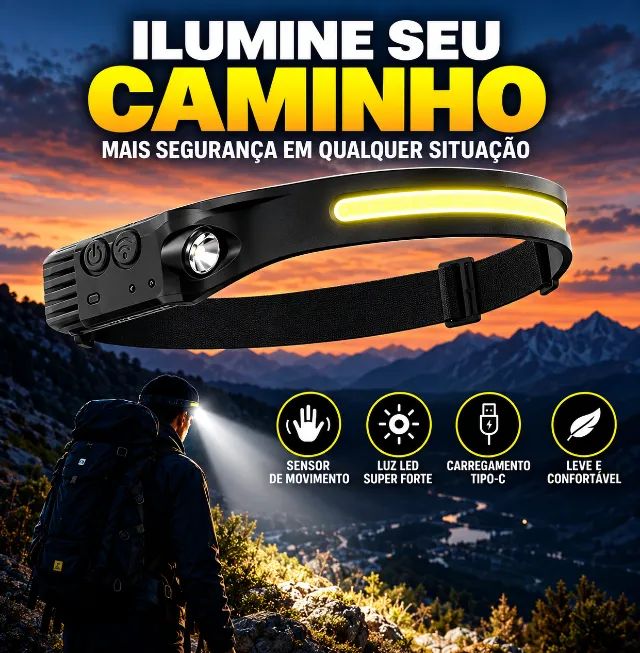 Lanterna Frontal LED Mãos Livres com Sensor e USB-C - Foto 5