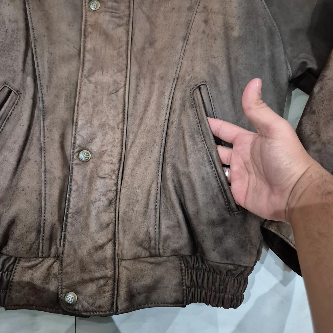 Jaqueta Bomber de Couro Yatchsman  - Foto 2