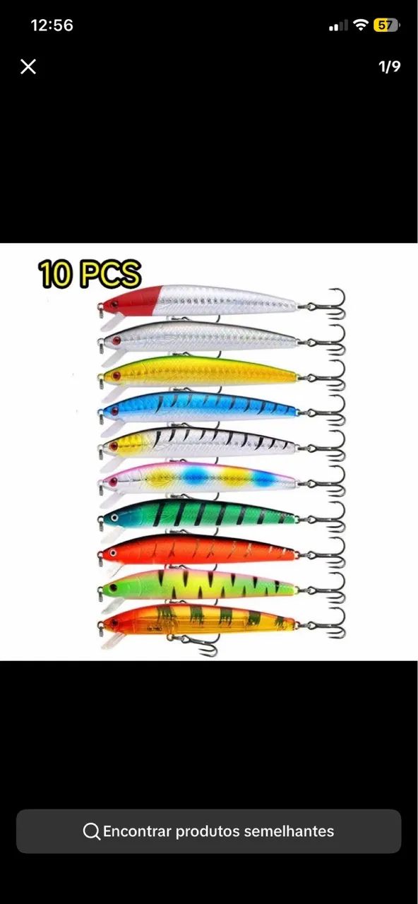 Kit 10/5 Iscas Artificial Meia água Premium Pesca Truta Peixe Realista Anzol Duplo 10cm 9g - Foto 4