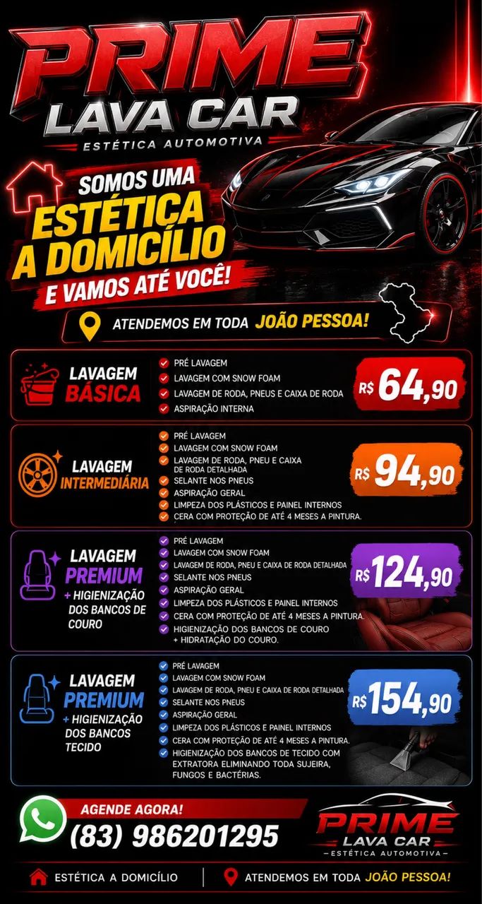 lavagem automotiva a domicílio 