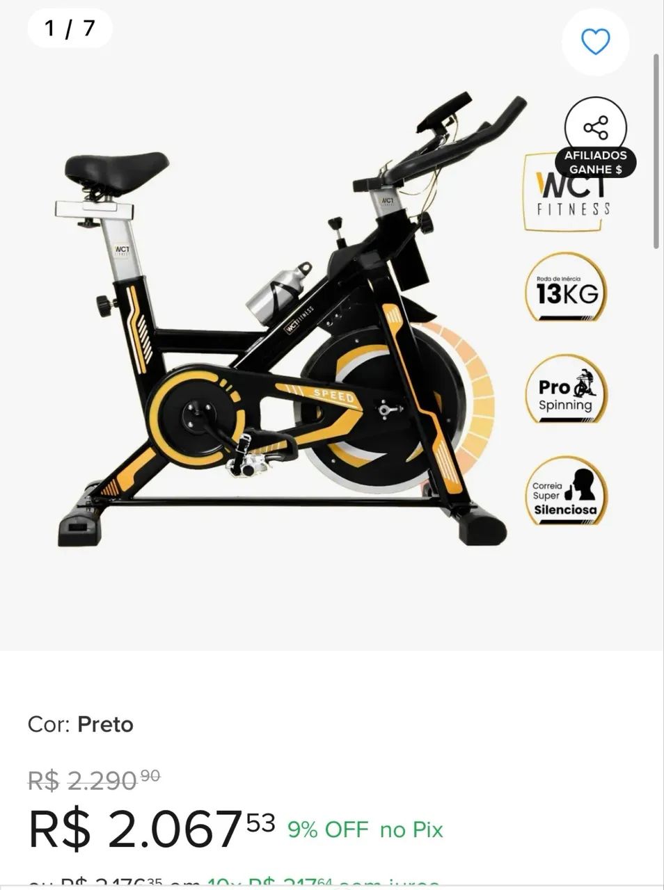 Bicicleta ergométrica spinning 13kg wct fitness - Foto 2
