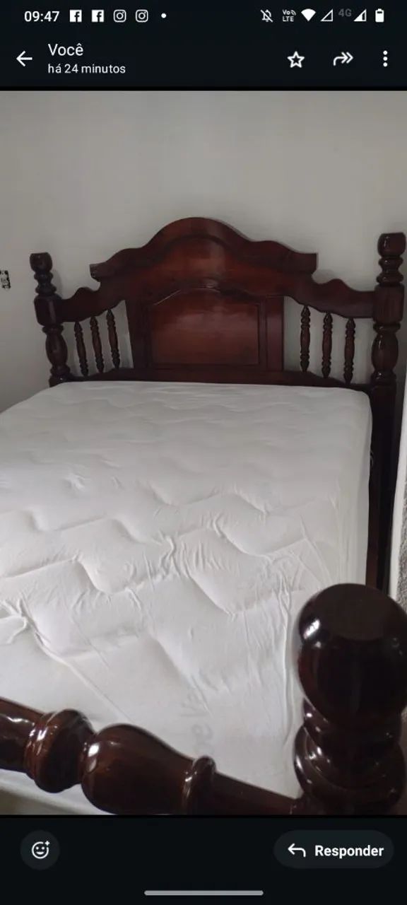 Vendo Cama Queen de Madeira..