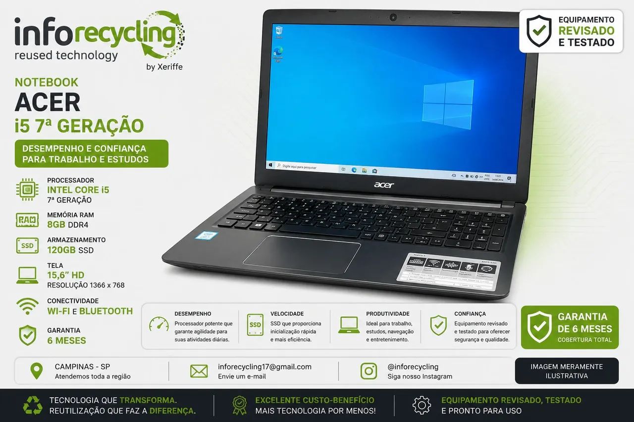 Notebook Acer i5 7ª geração