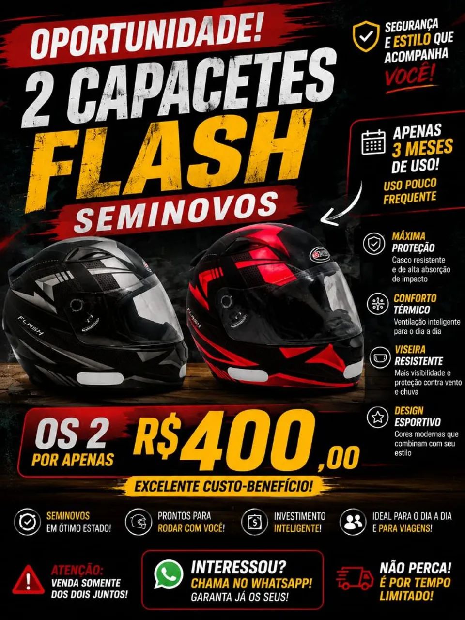 Dois capacetes novos  Flash Sport