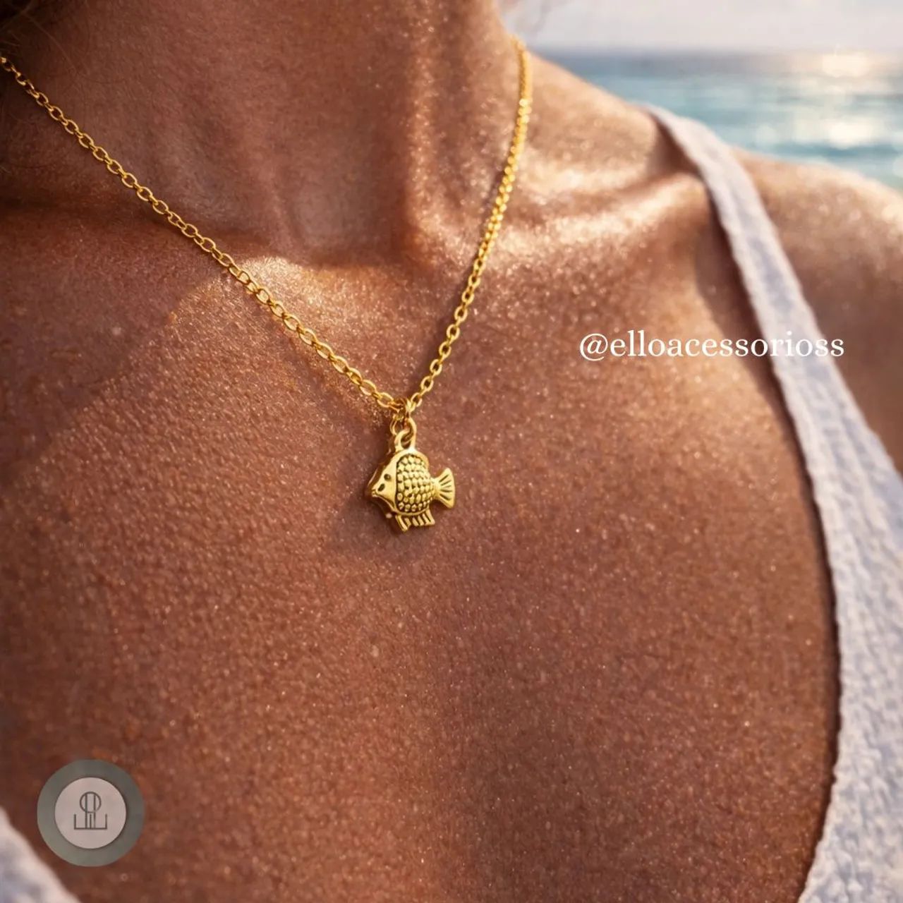 Colar Peixe Linguado Dourado 