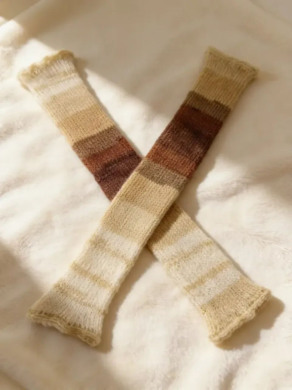 Polainas marrom de lã natural merino - Foto 3