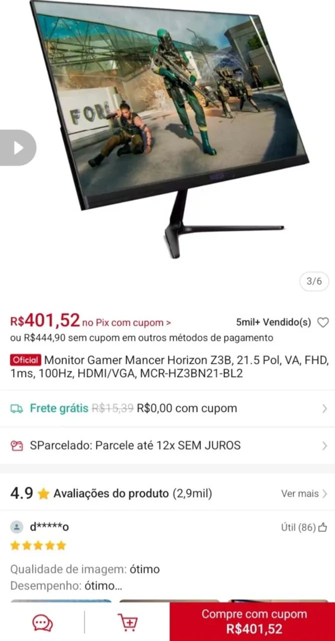 Monitor Mancer 21.5'  100Hz - Foto 4