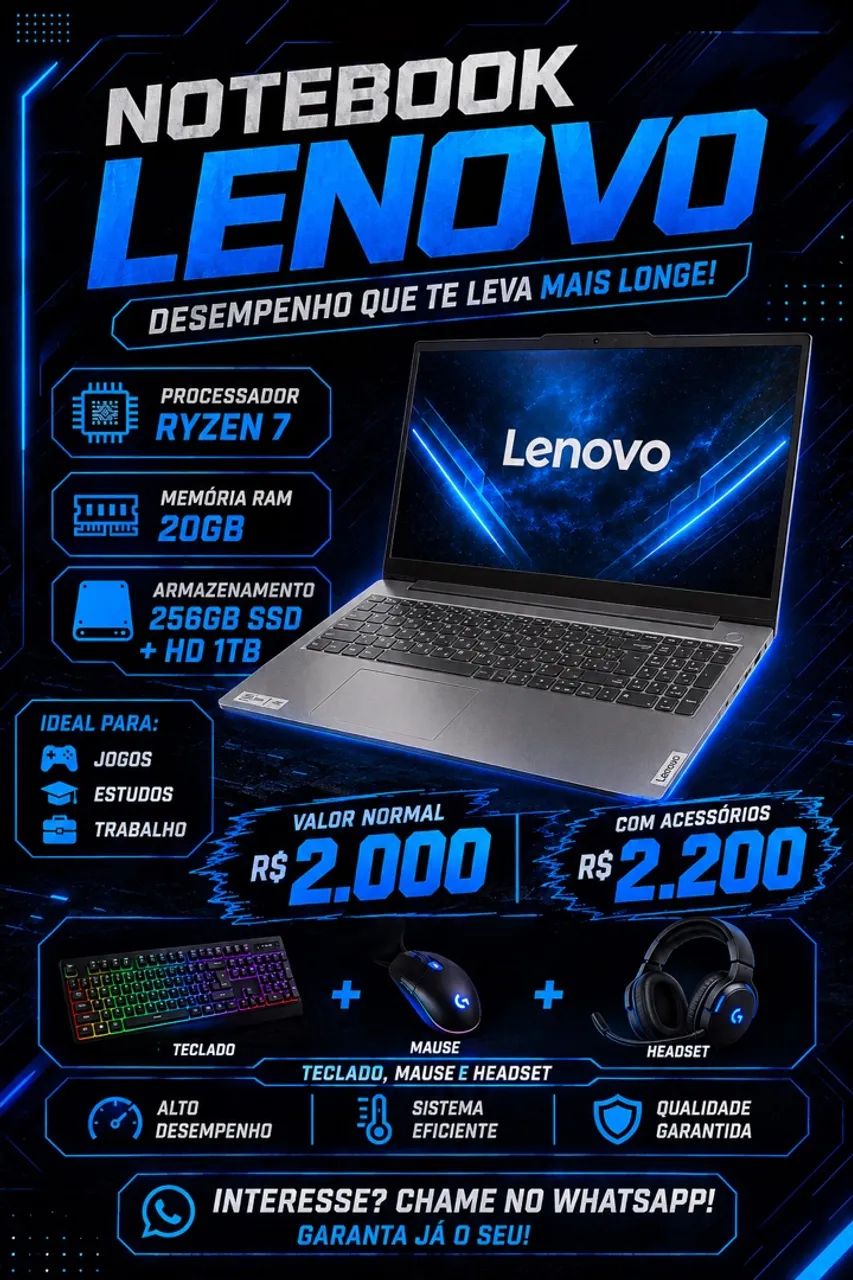 Vende-se notebook ldeapad 3 