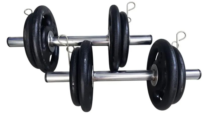 Kit Fitness: Barra 40cm Cromada e Anilha em Ferro Pintada - Foto 2