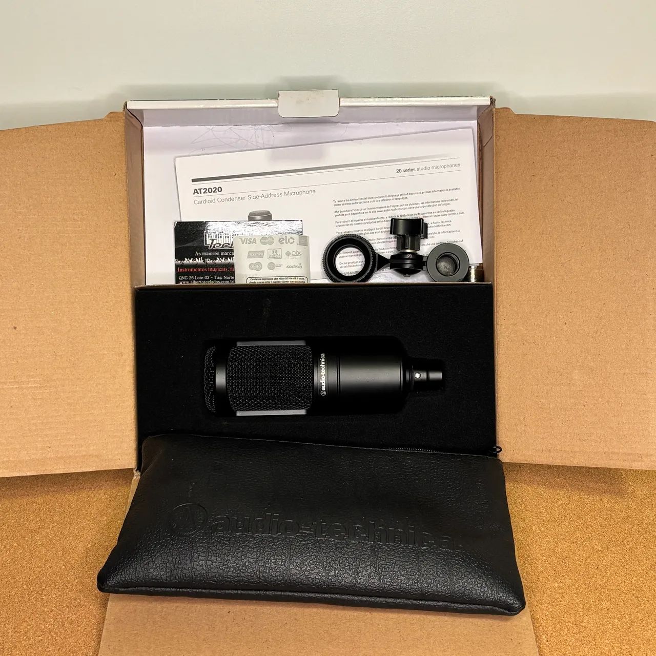 Microfone AT2020 Audio-Technica + Pedestal Girafa + Vocal Booth + Pop Filter - Foto 4