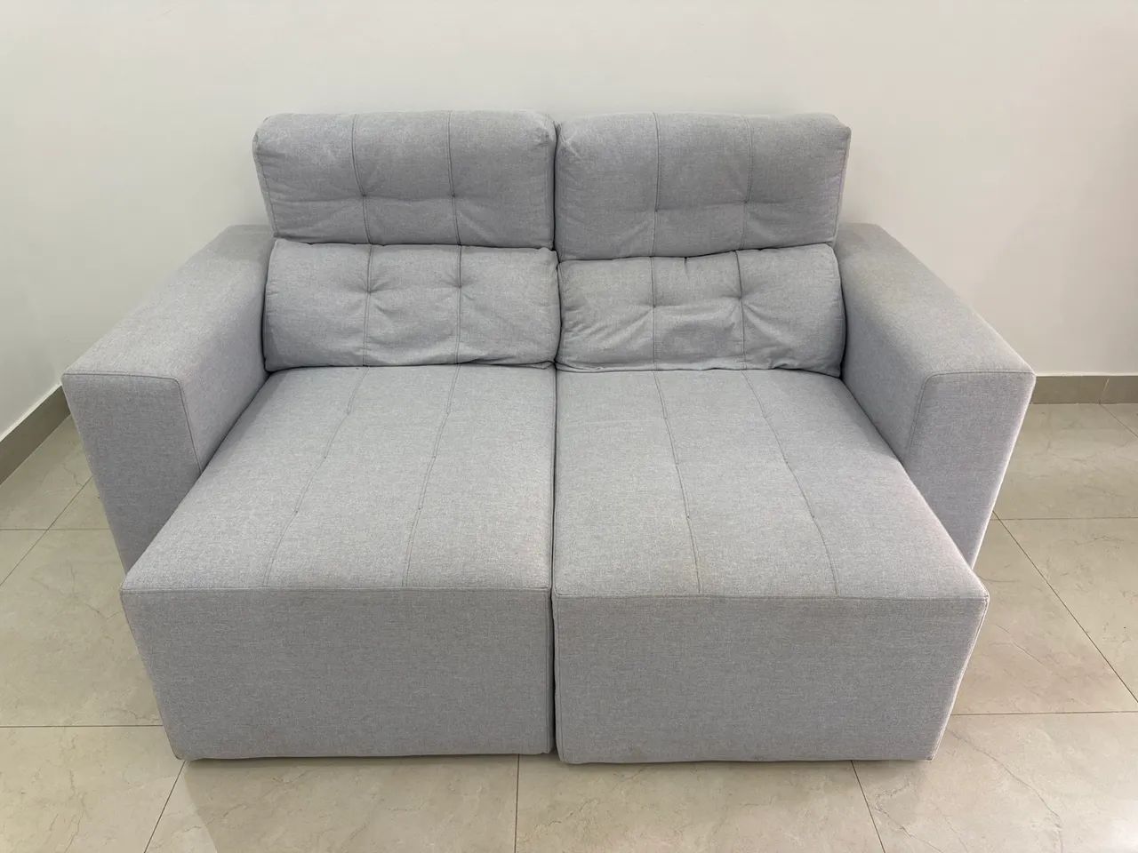Sofá Retrátil Cinza Jacaúna Móveis 2 Lugares