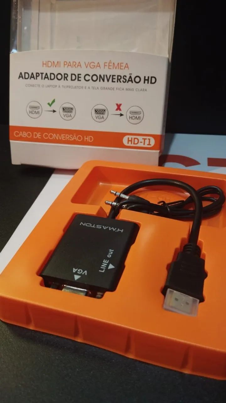 Adaptador de conversão HD HDMI para VGA femea - Foto 2