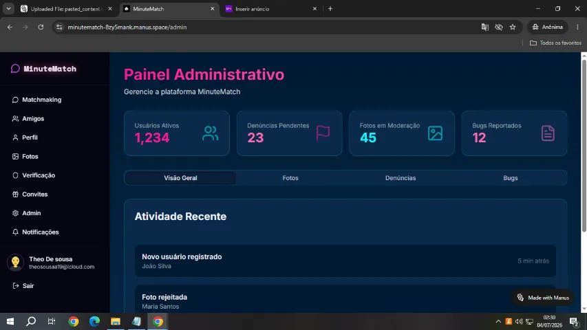 MinuteMatch - Plataforma de Conexões Rápidas - Foto 2