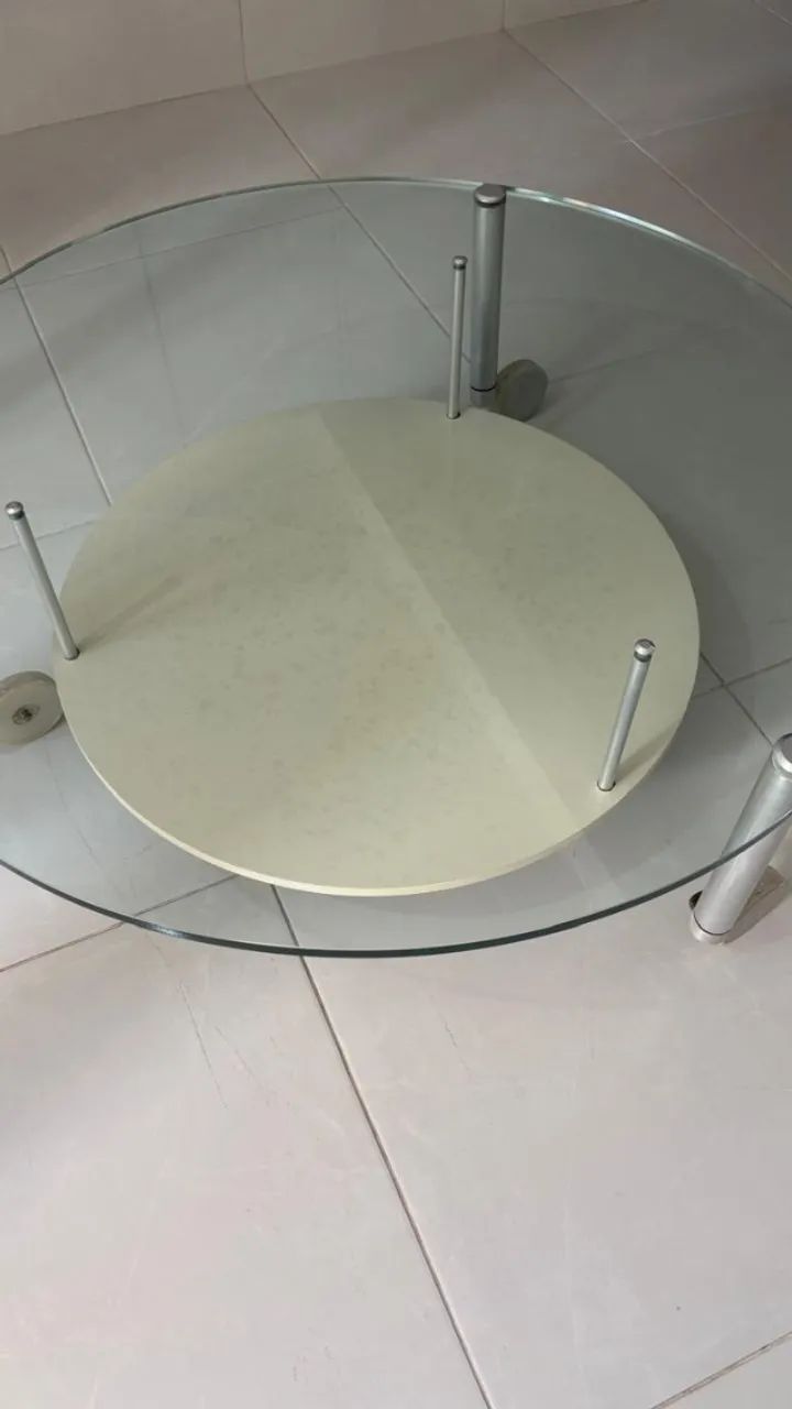 Mesa de centro em vidro e metal - moderna com prateleira inferior - Foto 5
