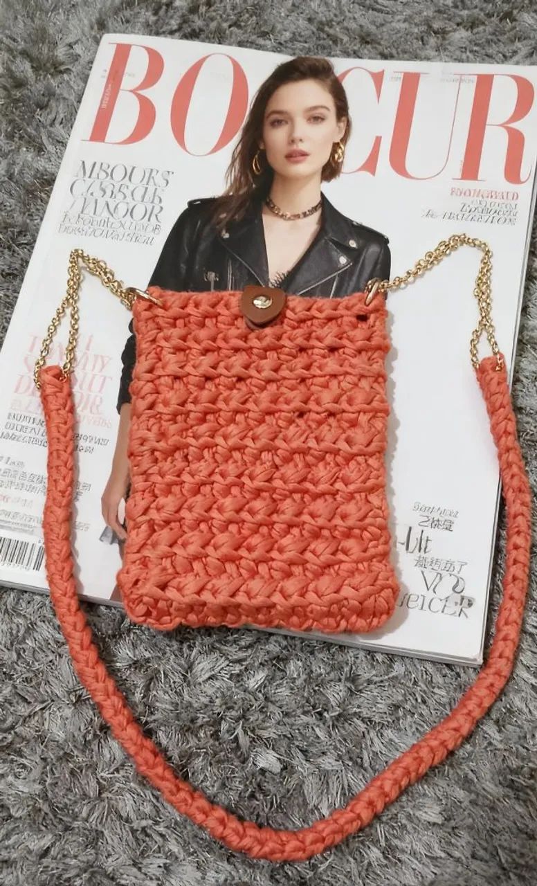 Lindo Porta Celular Crochê Terracota 