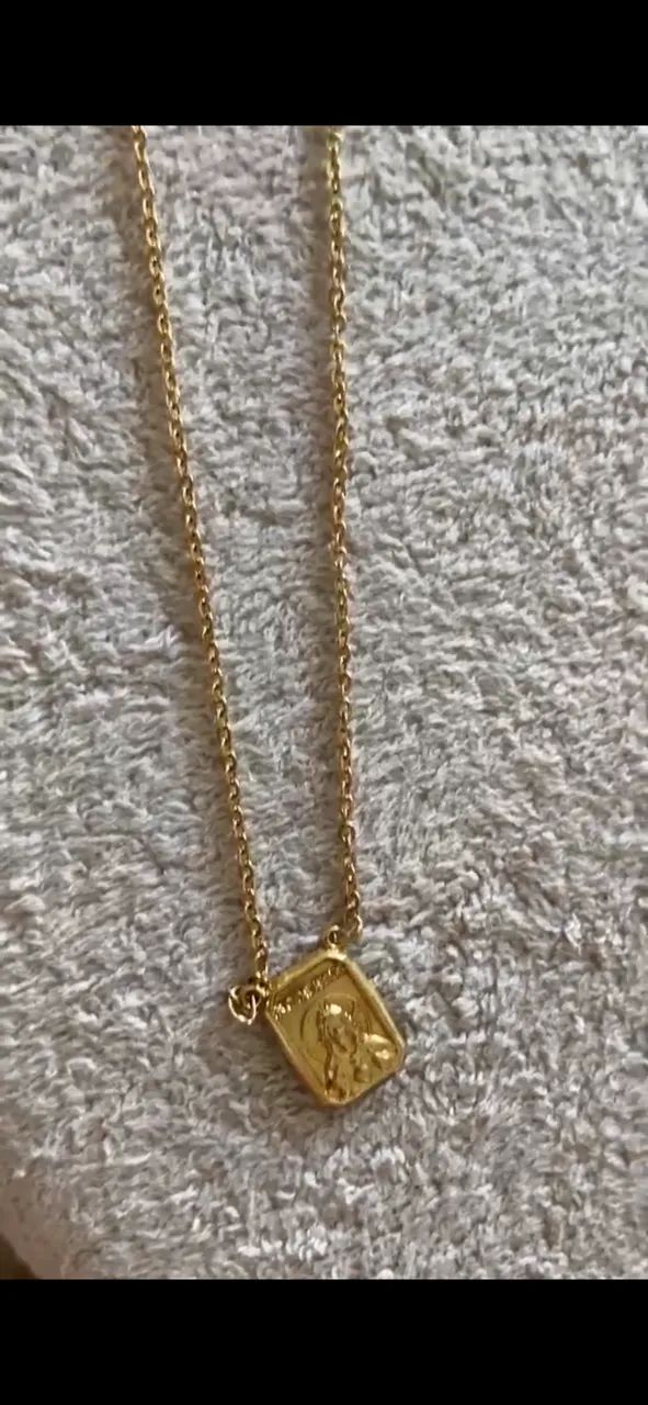 Escapulário de ouro 18k diamantado ouro maciço 70 cm - Foto 5