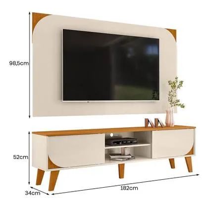 Rack Bancada com Painel Duna Cinamomo/Off White para Tv até 65 Polegadas - Madetec - Foto 5