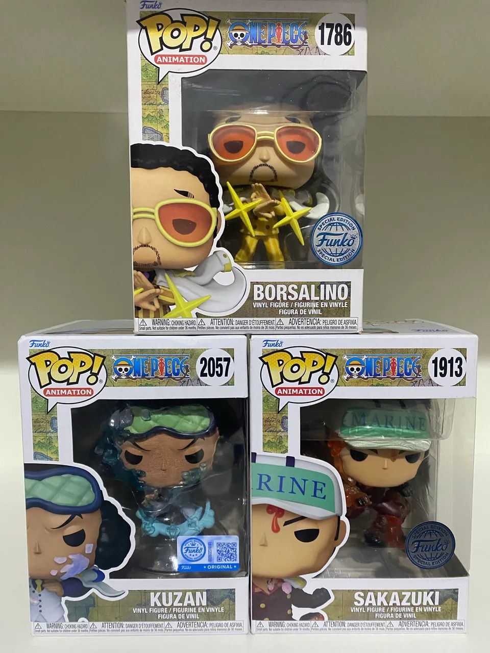 Funko Pop - One Piece - Sakazuki, Kuzan e Borsalino 