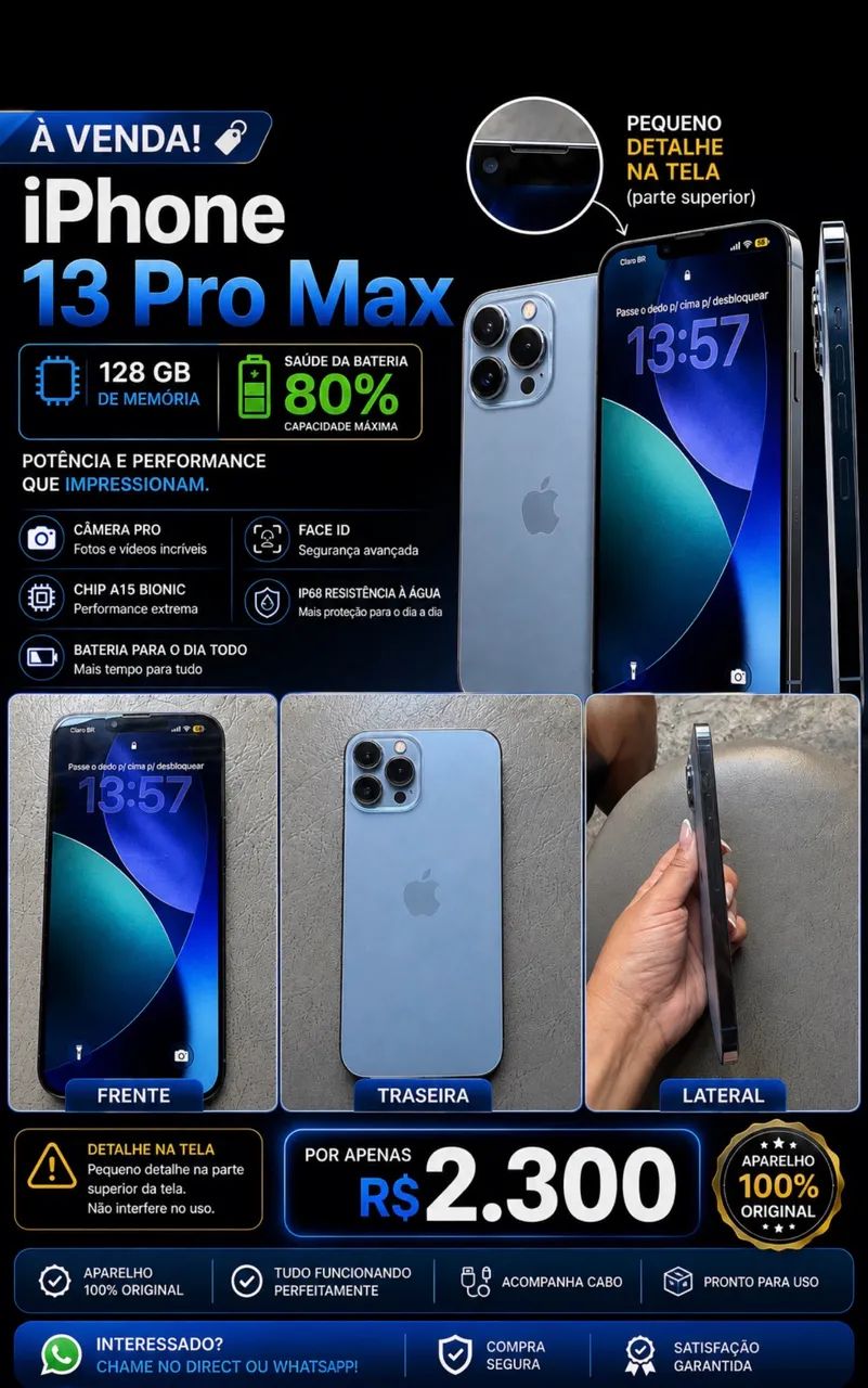 iPhone 13 Pro Max 128 g 80% de bateria - Foto 5