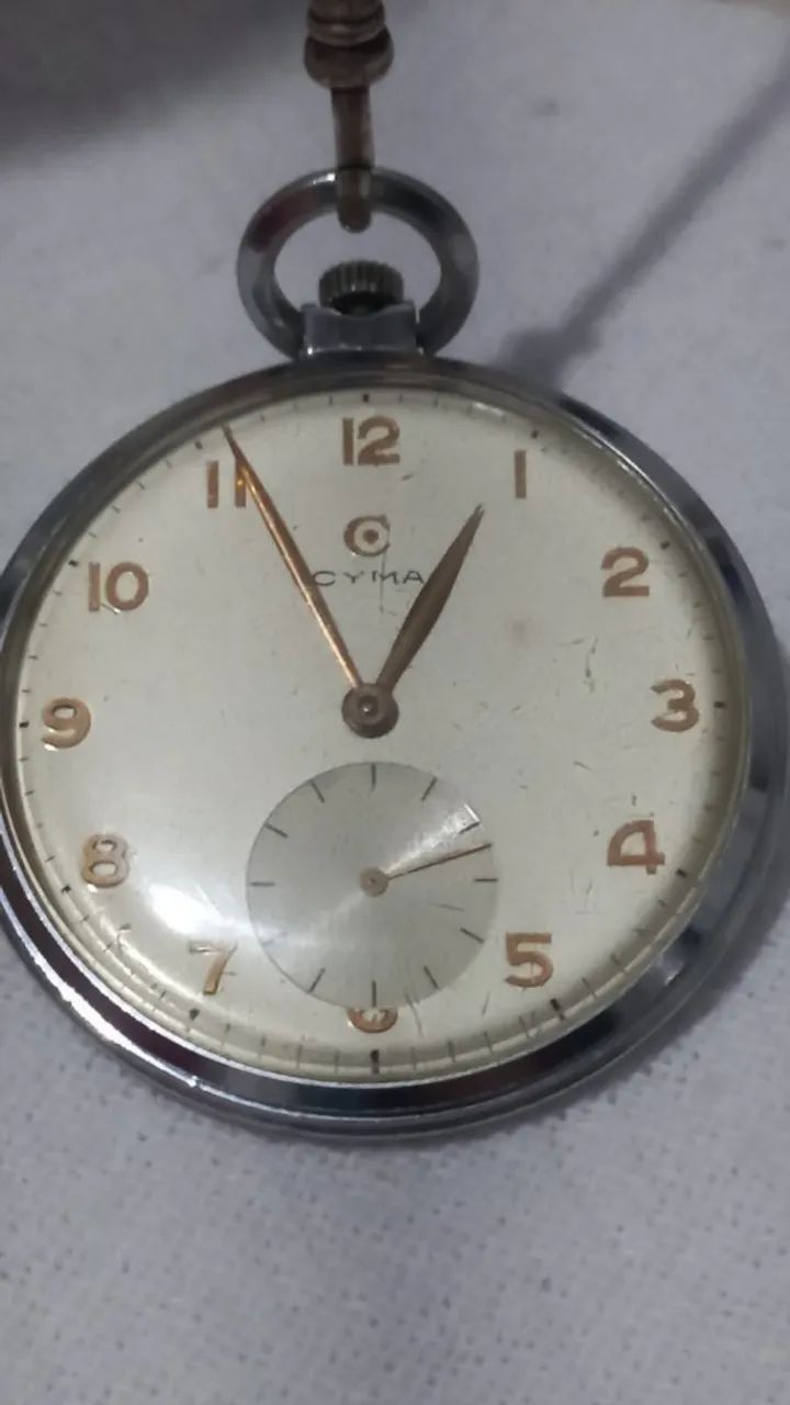 LÍNDO RELÓGIO VINTAGE DE BOLSO DA MARCA CYMA . !!!