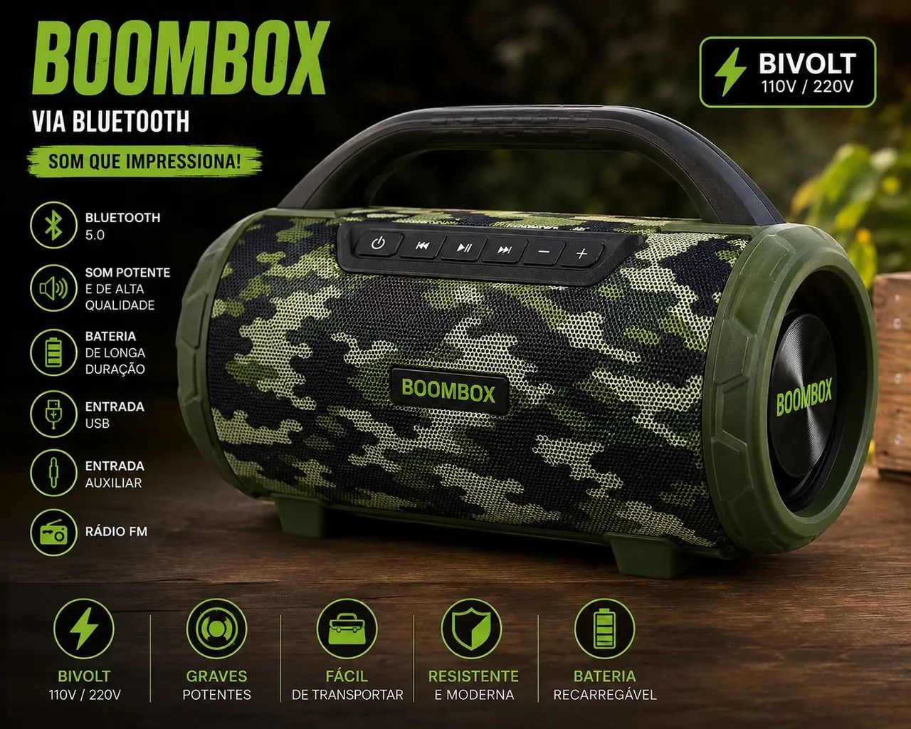 Caixa de som bombox bivolt - Foto 2