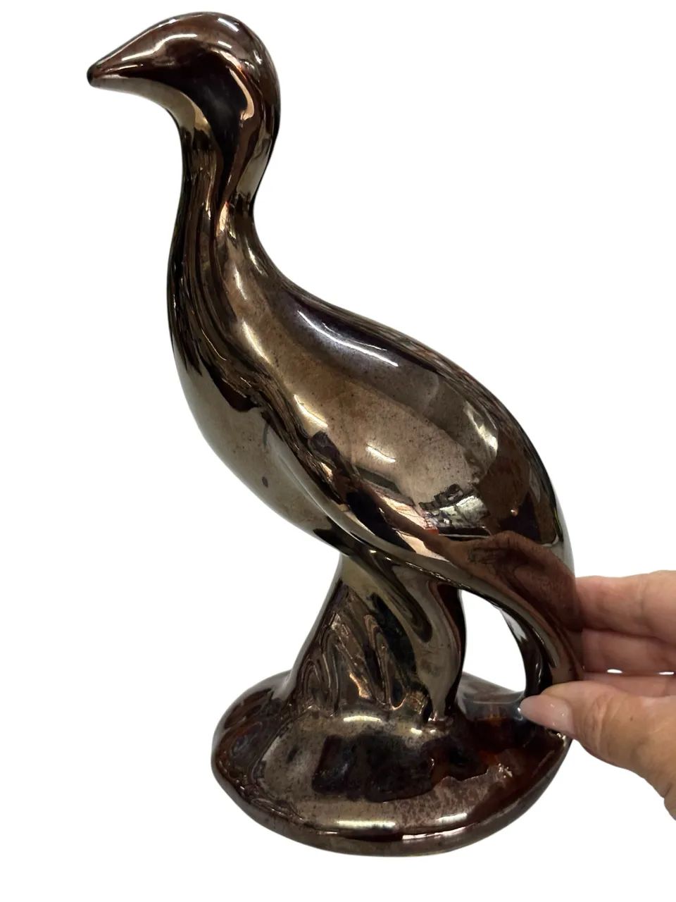 escultura de pássaro feita em cerâmica esmaltada vintage , dos anos 80.  - Foto 3