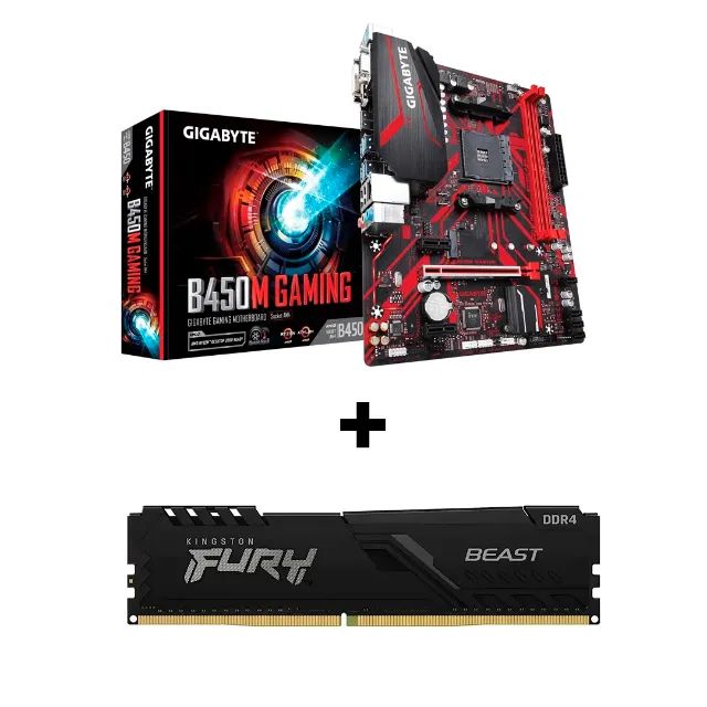 Placa Mãe  B450M + Memória Ram 8gb 
