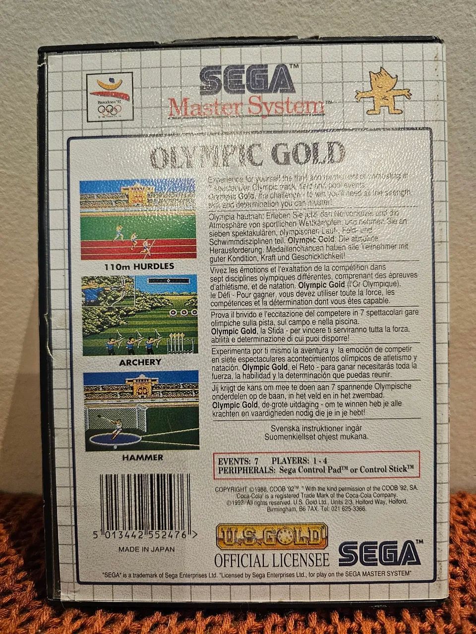 Olympic Gold - Sega Master System (label branca, europeu, detalhe