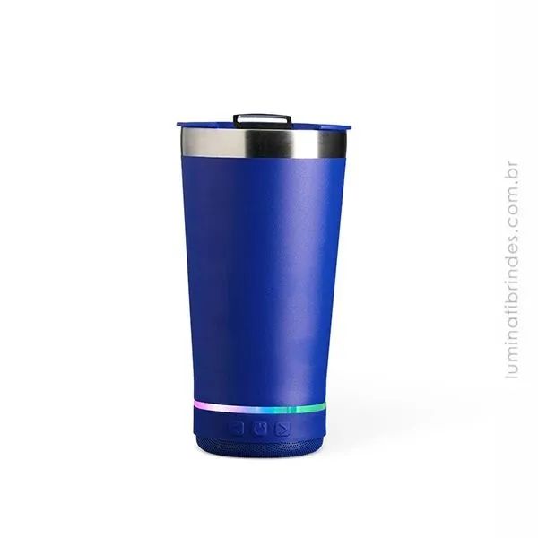Copo Térmico com Caixa de Som Bluetooth 
