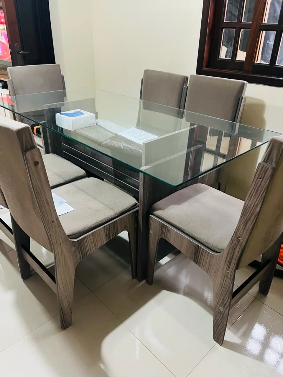 Mesa 6 Cadeiras com tampa de vidro  - Foto 2
