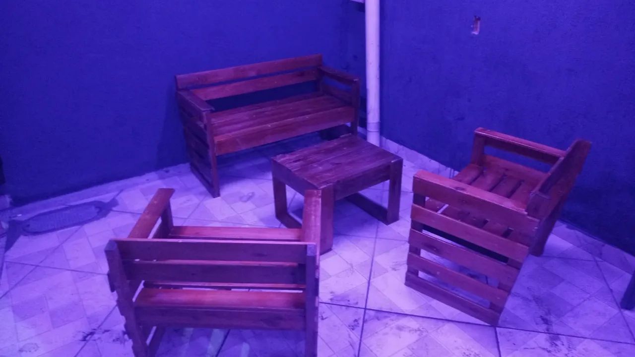 Conjunto de banco rústico 