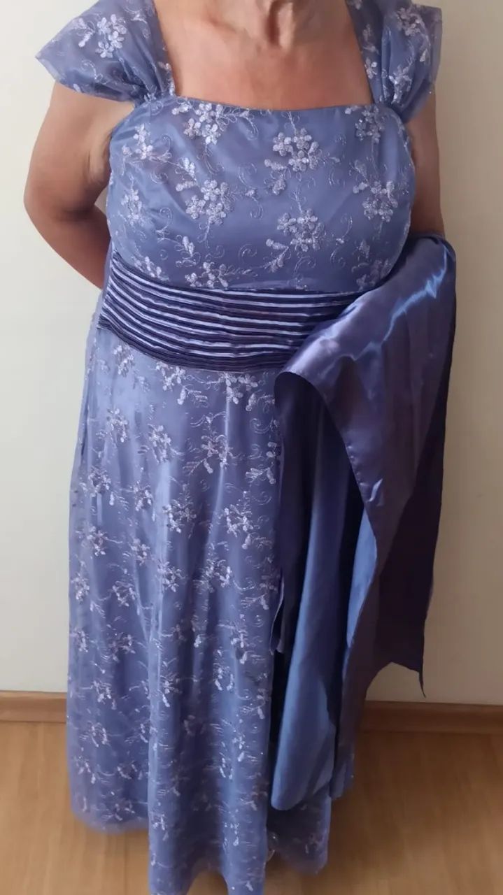 VESTIDO DE FESTA ROXO CLARO ESTAMPADO EXTRA G