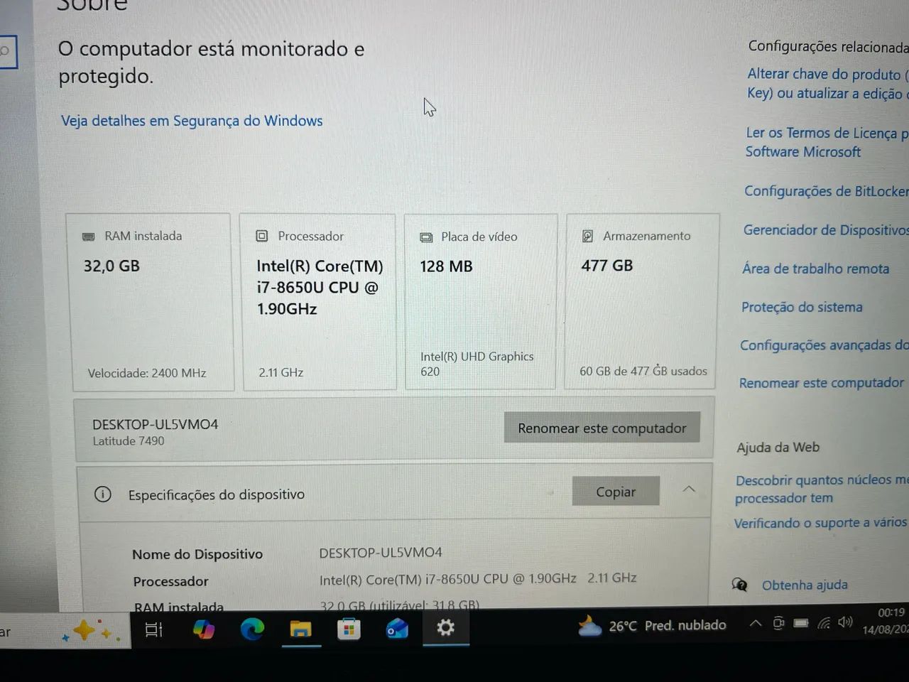 Notebook Dell i7 8650u - Foto 2